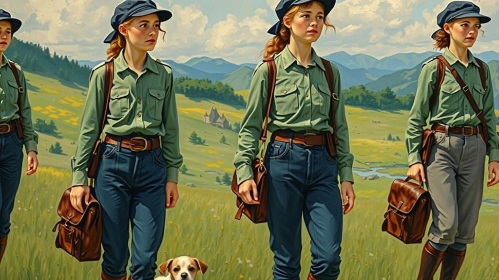 Alpine Meadow Scene in Comic Book Style