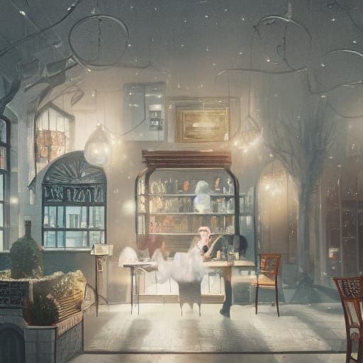 Cozy Fantasy Cafe with Magical Enchantments