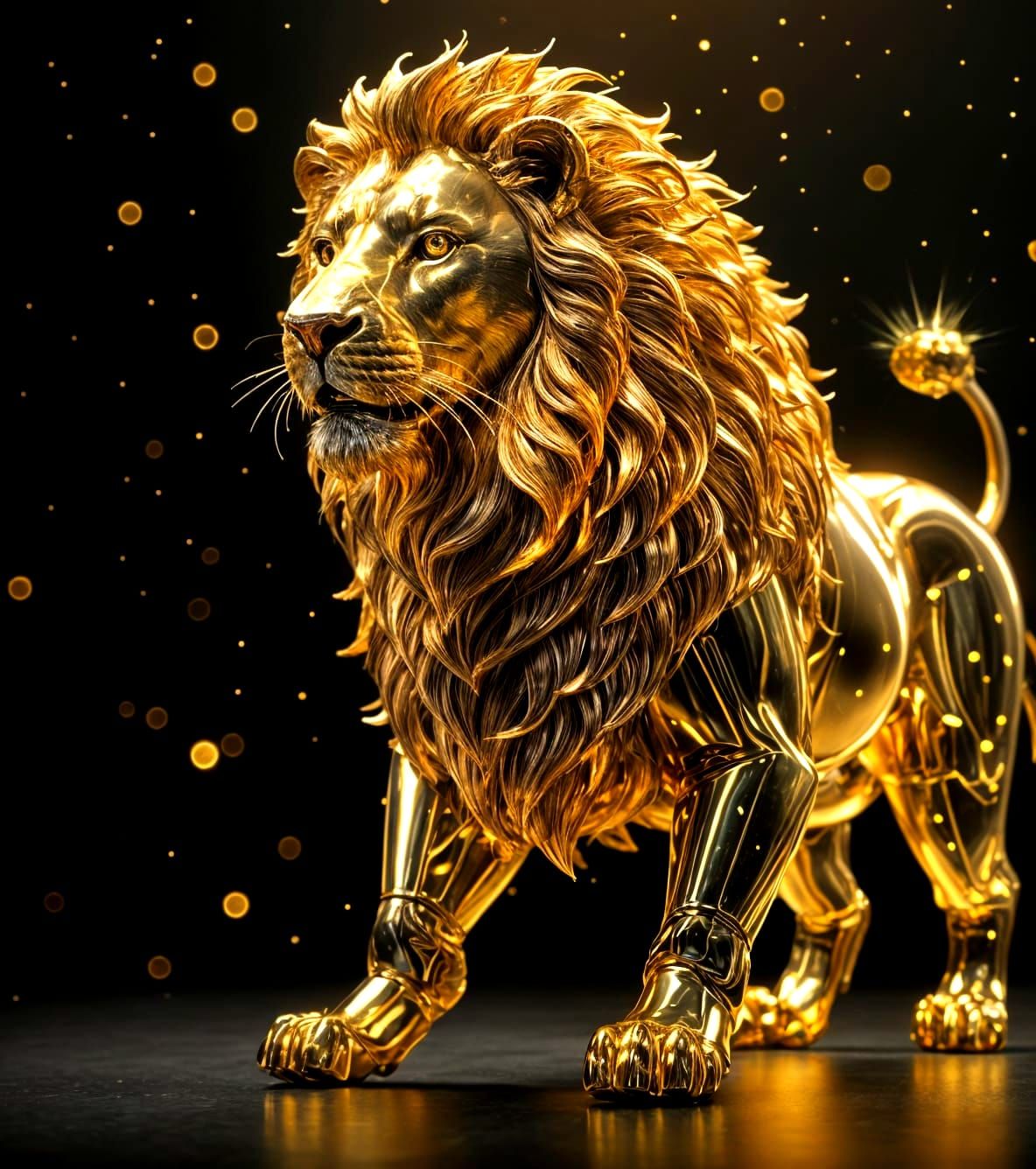 Golden Lion of Light in Cinema 4D Style