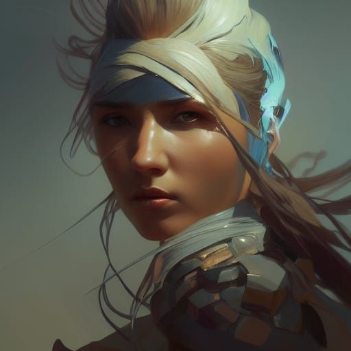 Detailed Portrait of a Fighting Woman in Splash Art Style