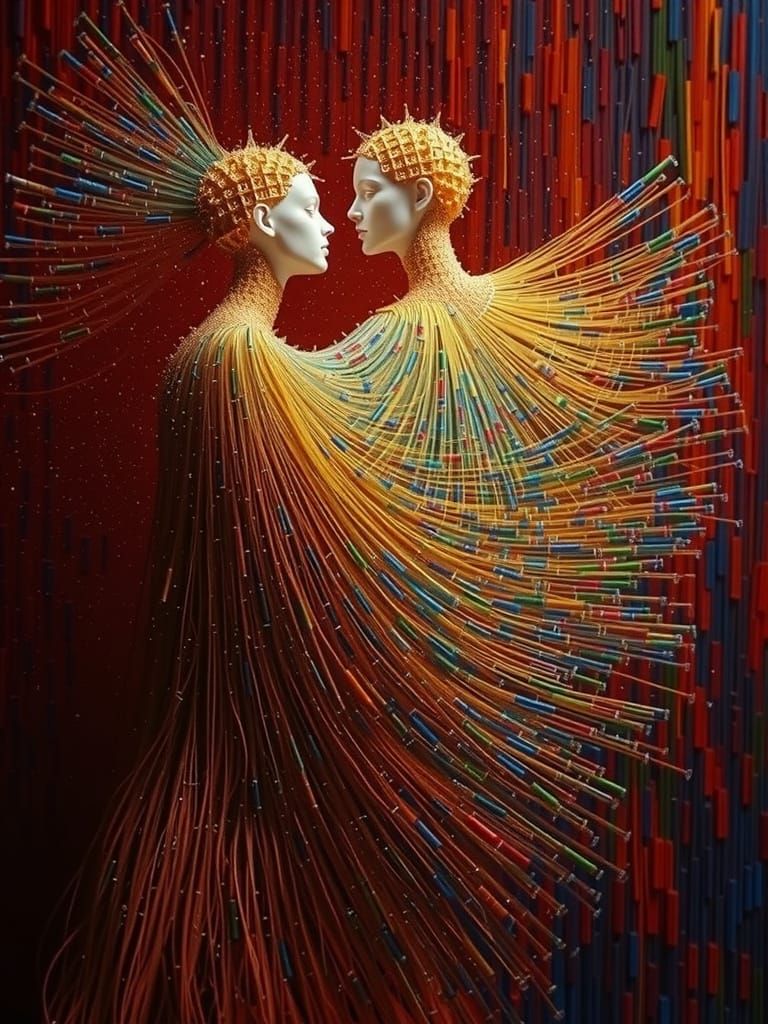 Entangled Lego Couple in Damerau-Inspired Style