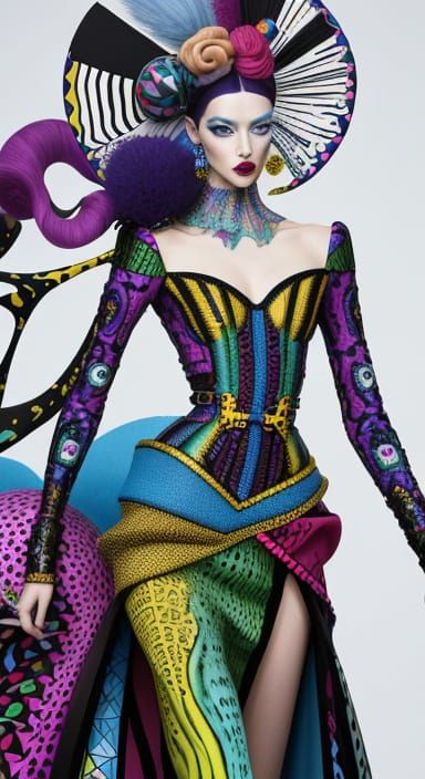 Surreal Haute Couture Runway Show in Whimsical Dreamlike Lan...