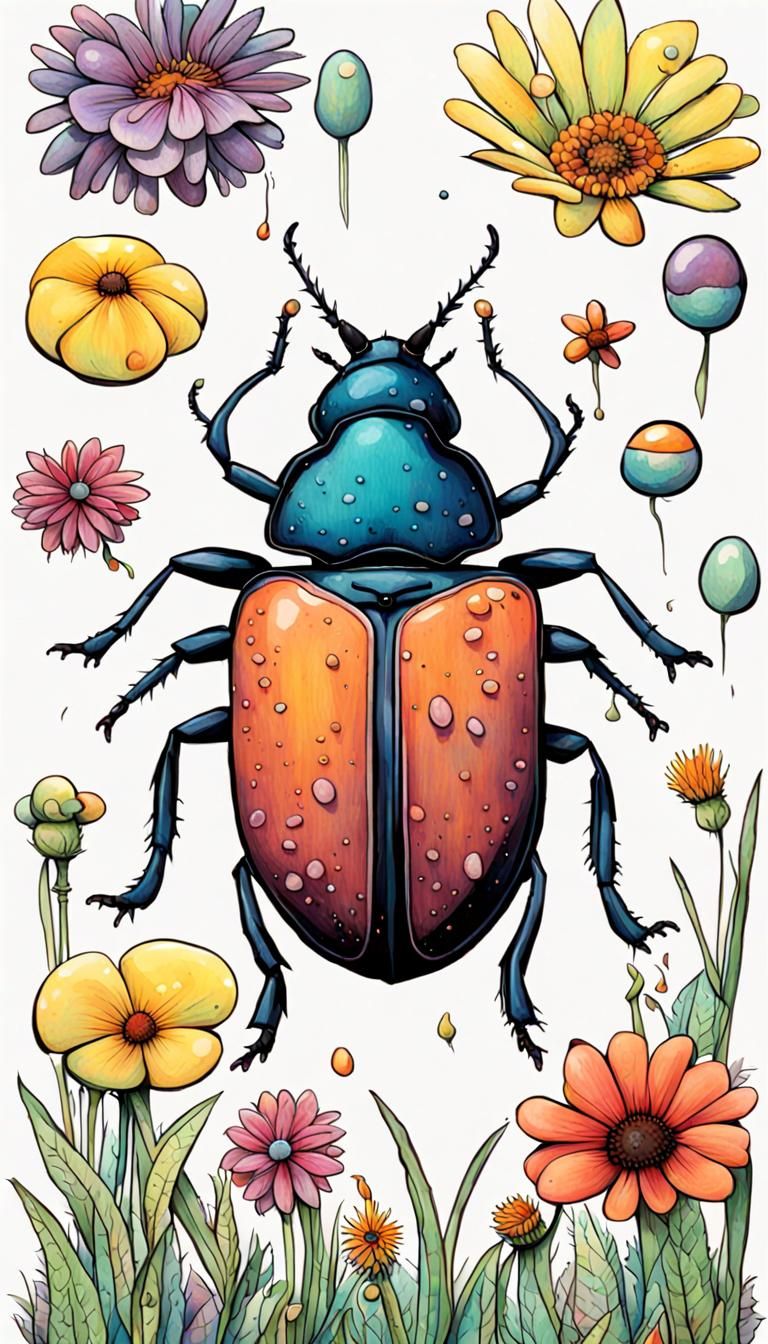 Beetle's Colorful Rainy Day Perspective