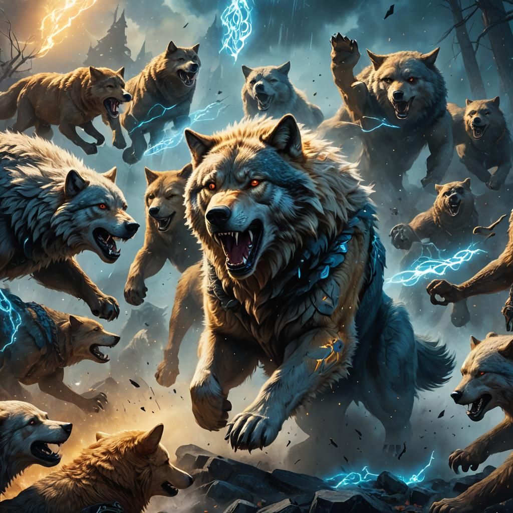 Heroic Wolves and Teddy Bears Battle with Rune