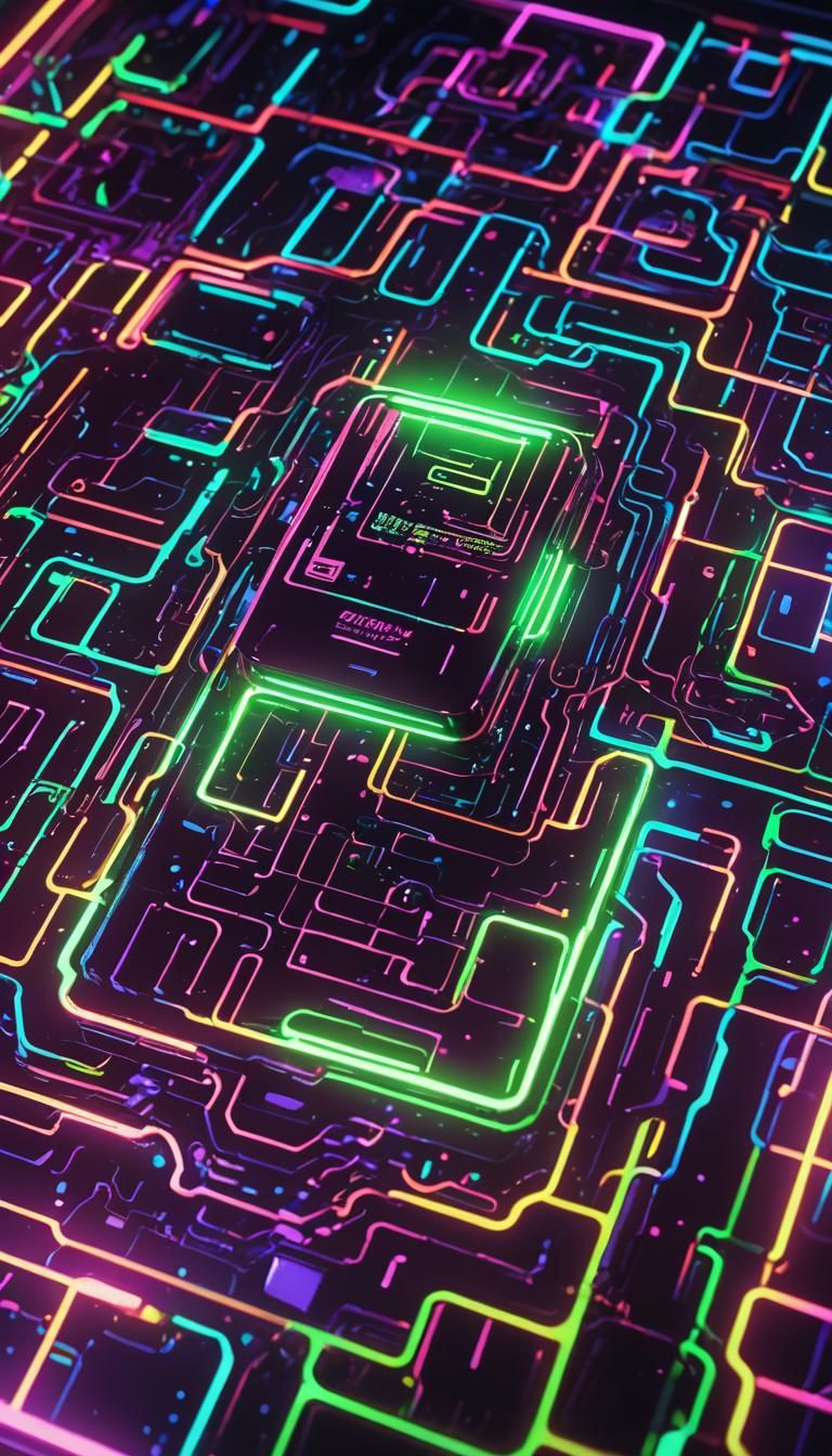 Neon Hologram in Synthwave Pixel Art Style