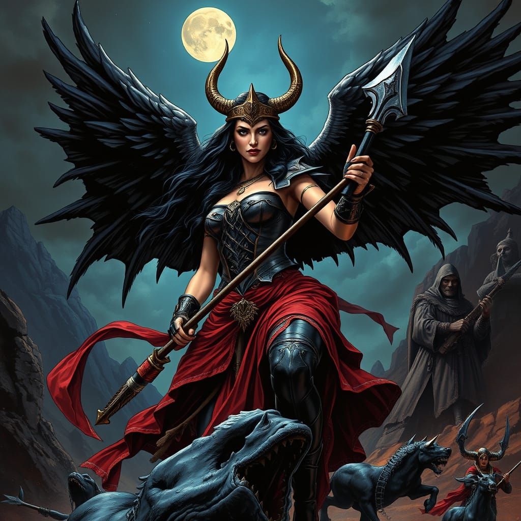 Morrigan Goddess of War Album Art in Blackened Thrash Style