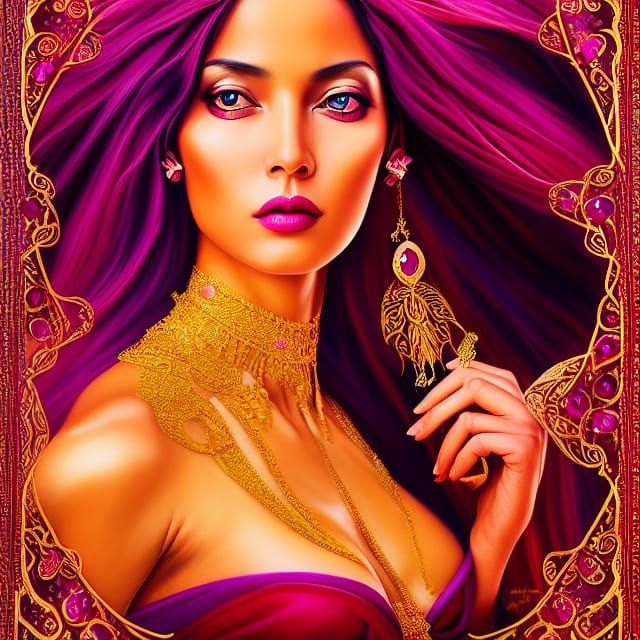 Sensual Woman with Flowing Hair in Ethereal Fantasy Art