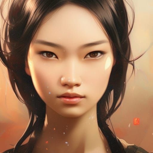 Stunning Portrait of a Happy Asian Girl in 8k