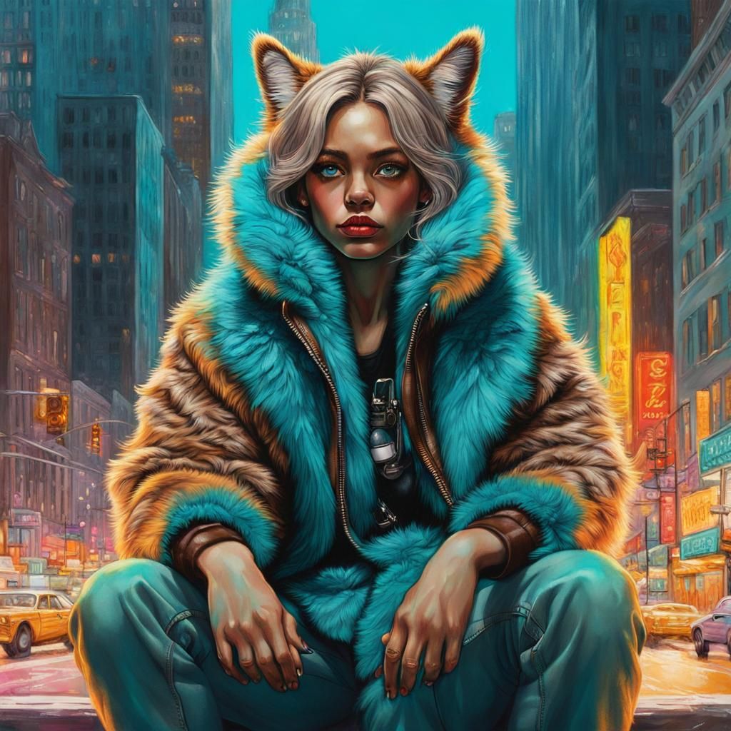 Gorgeous Turquoise City Portrait in Hyperrealistic Style