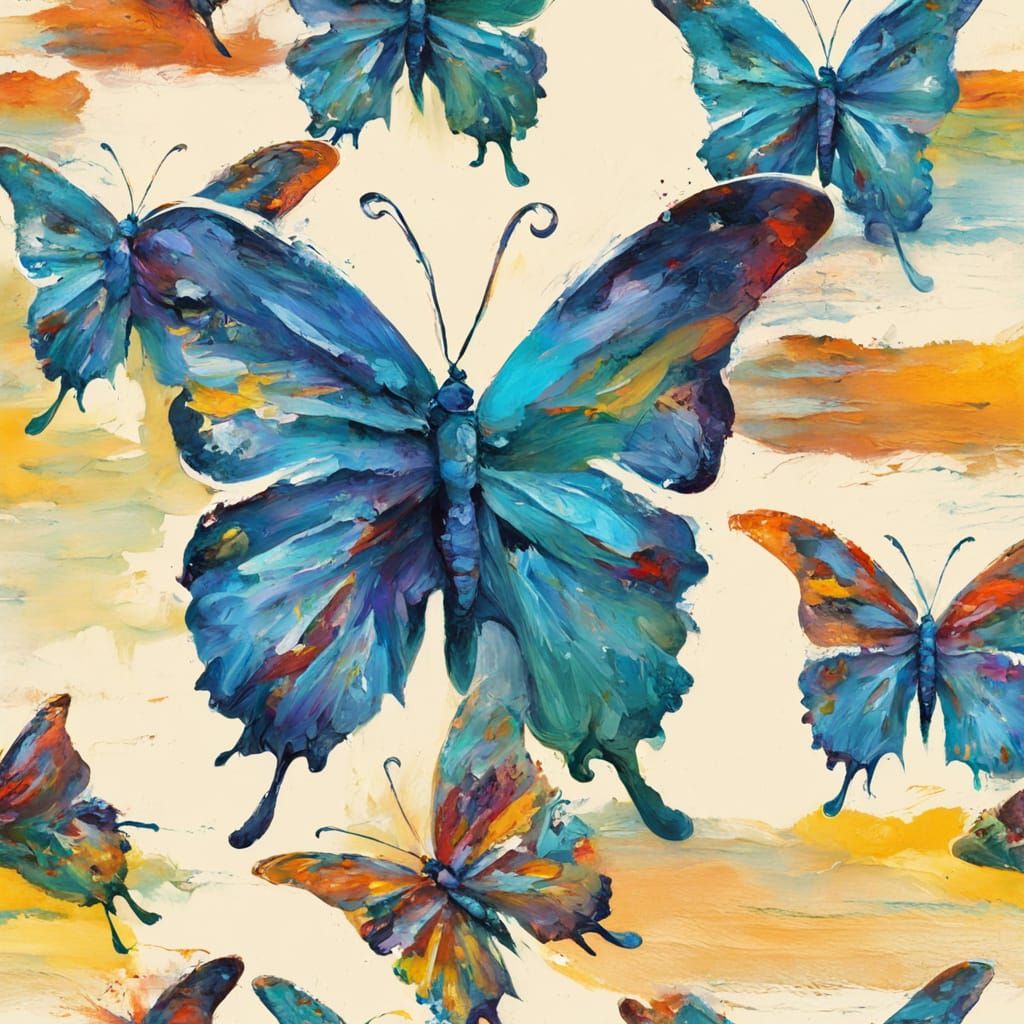 Colorful Butterfly Dish Towel Oil Painting