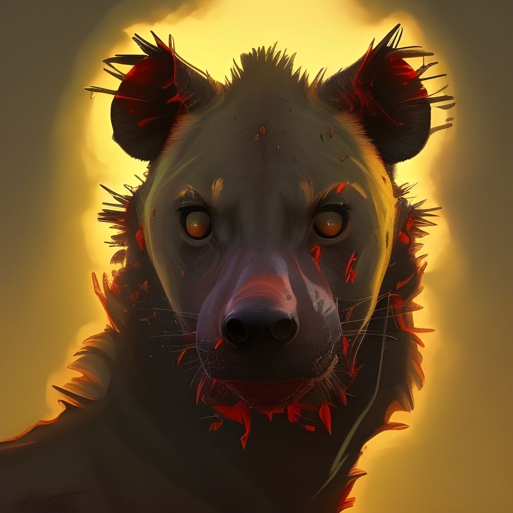 Hellfire Hyena Portrait in Hyperdetailed Style