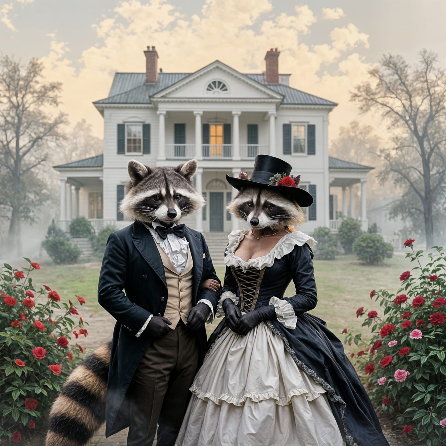Raccoons Recreating Gone With The Wind, Impressionism