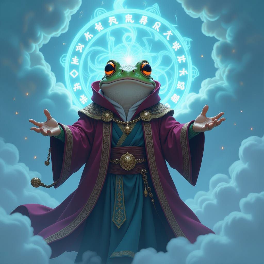 Magical Frog Wizard Stunned in Mystical Realm