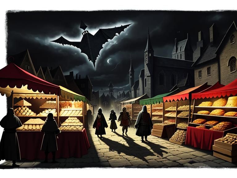Bizarre Medieval Market in Dark Fantasy Style