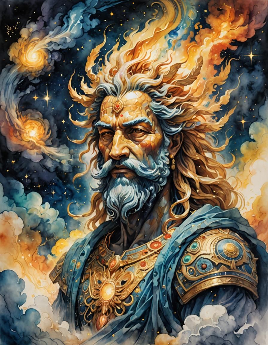 Primordial God Chaos in Ethereal Pencil Sketch