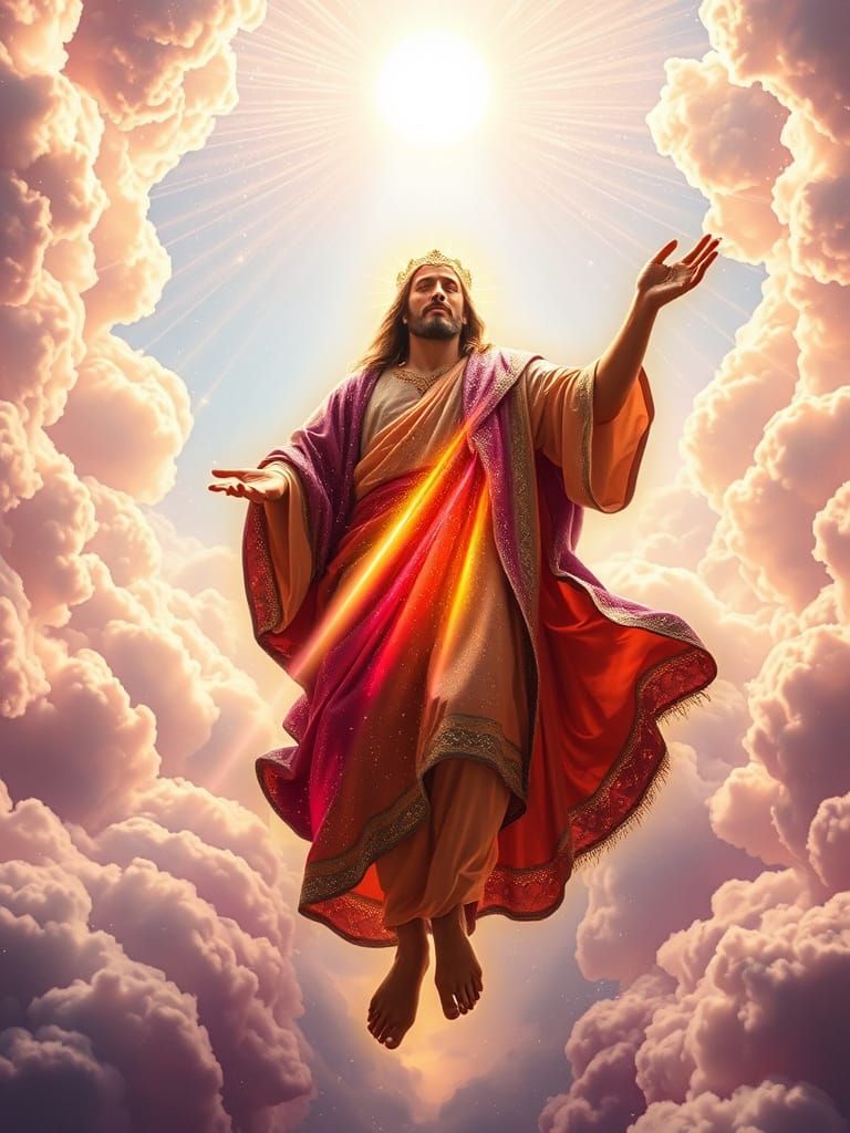 Jesus Ascending in Radiant Cosmic Glory