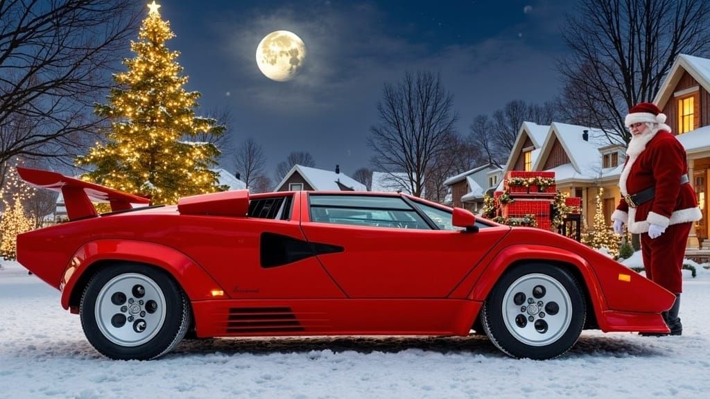 Sleek Red Lamborghini Countach LP 5000 Quattrovalvole, Adorn...