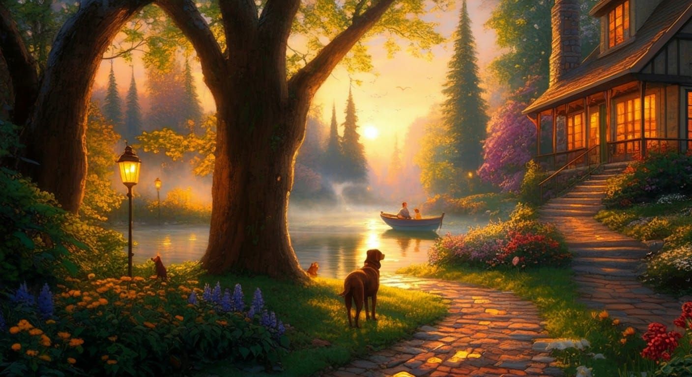 Ethereal Fantasy Landscape at Golden Hour