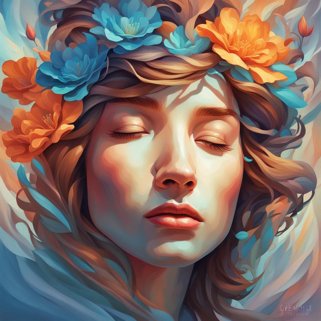 Serene Face Portrait in Hyper-Realistic Digital Art