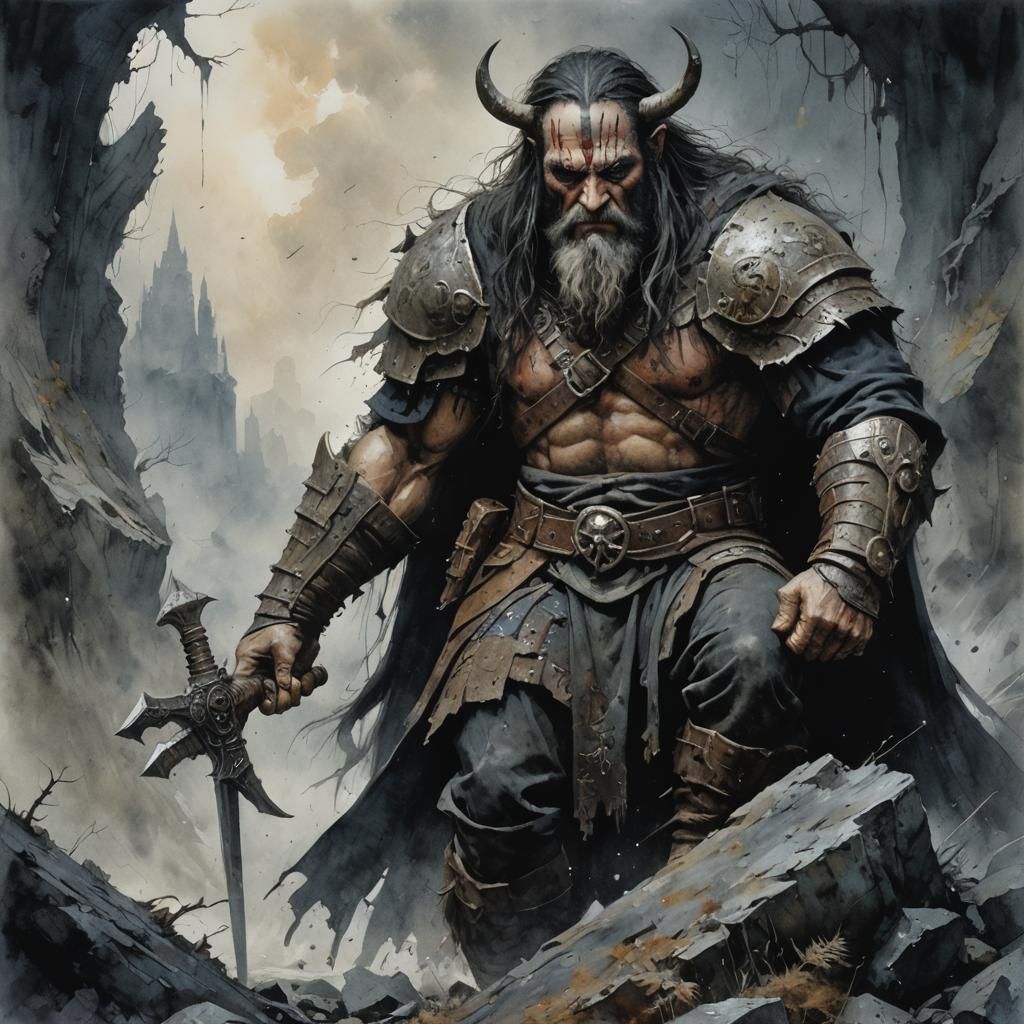 Savage Dark Age Warrior in Meticulous Art
