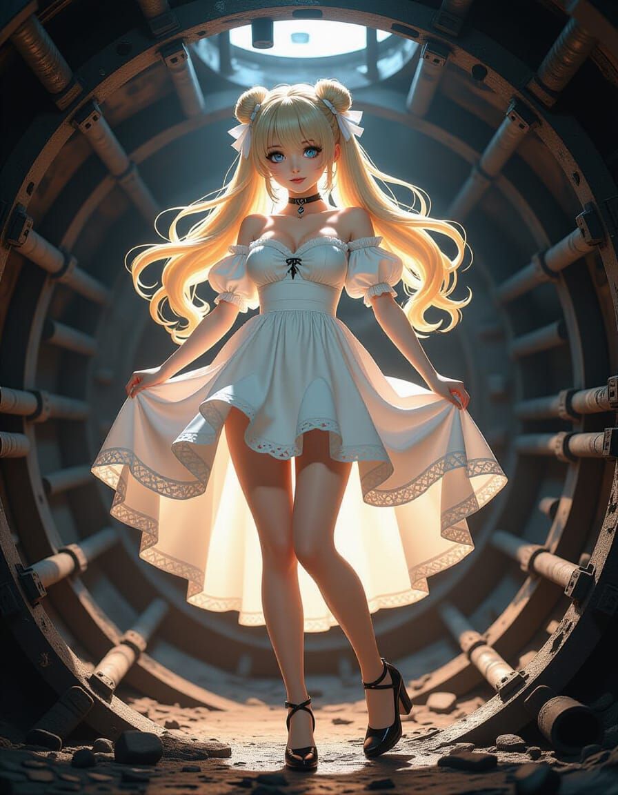 Steampunk Engineer in Gothic Dress