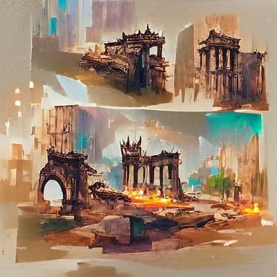 Overgrown City Ruins: Post-Apocalyptic Landscape