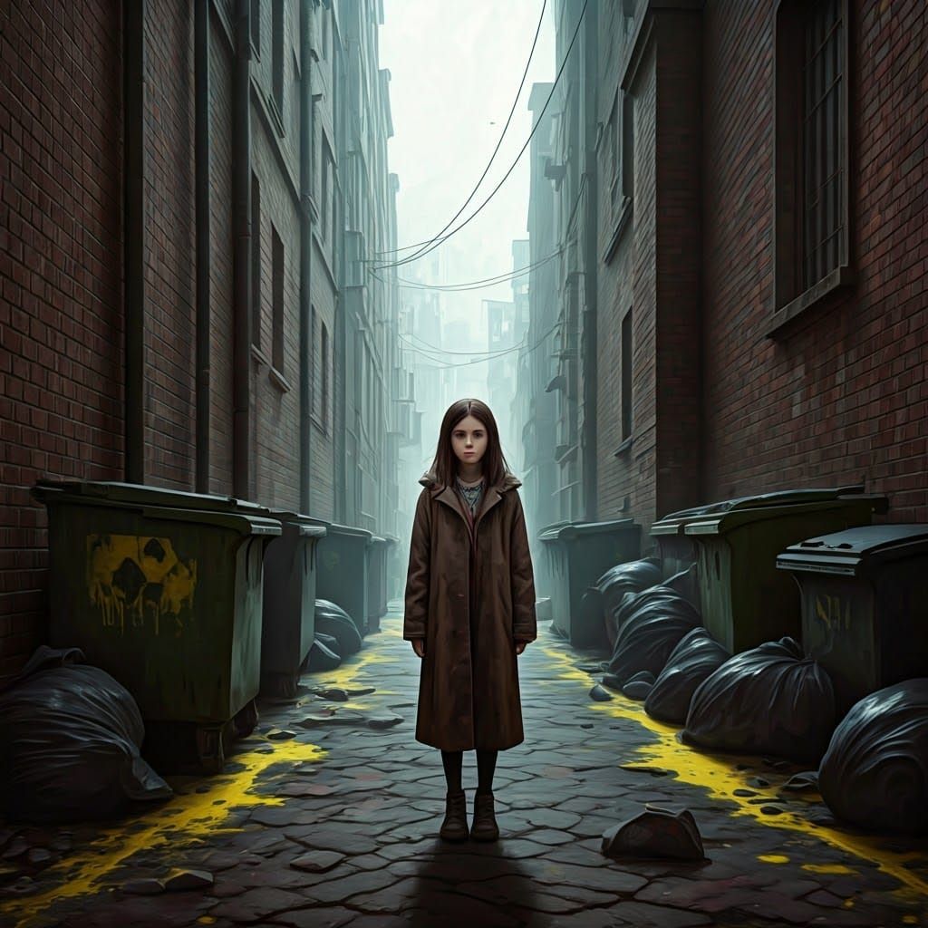 Gothic Alleyway Scene with Toxic Decay