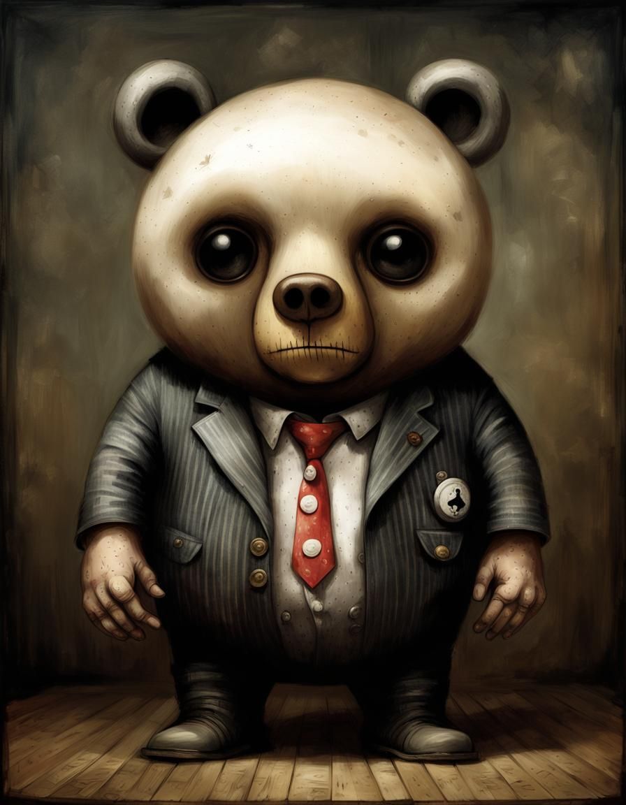 Cyborg Bear Mafia Boss in Volcanic Jungle