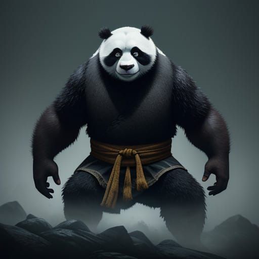 Kung Fu Panda Warrior in Moody Chinese Landscape