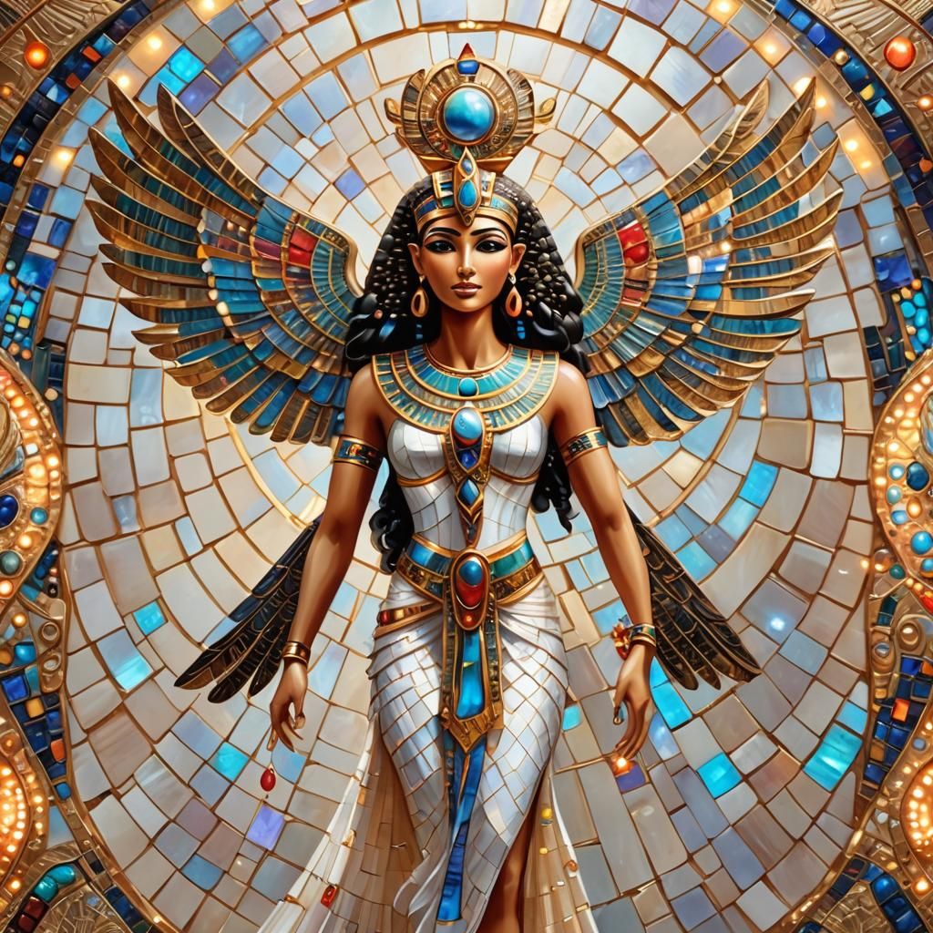 Winged Egyptian Goddess with Precious Stones