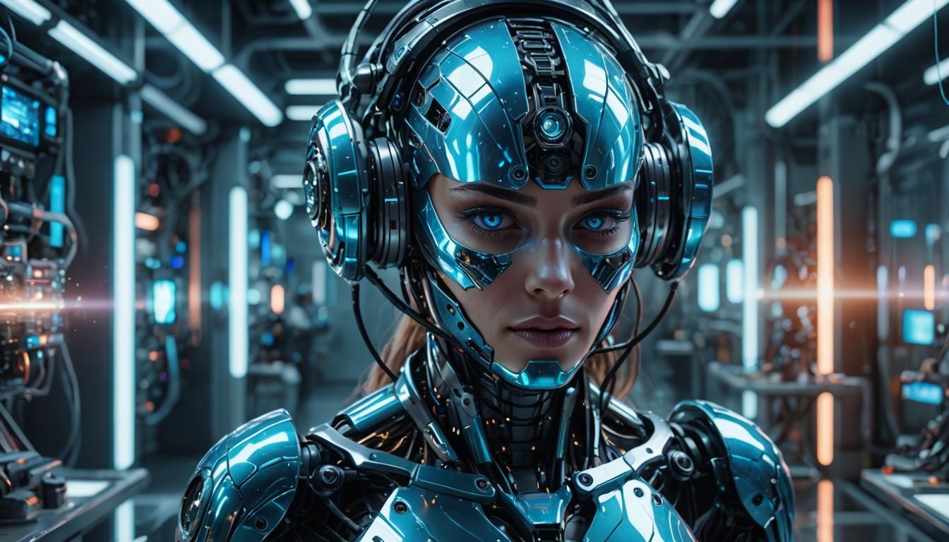 Futuristic AI fembot