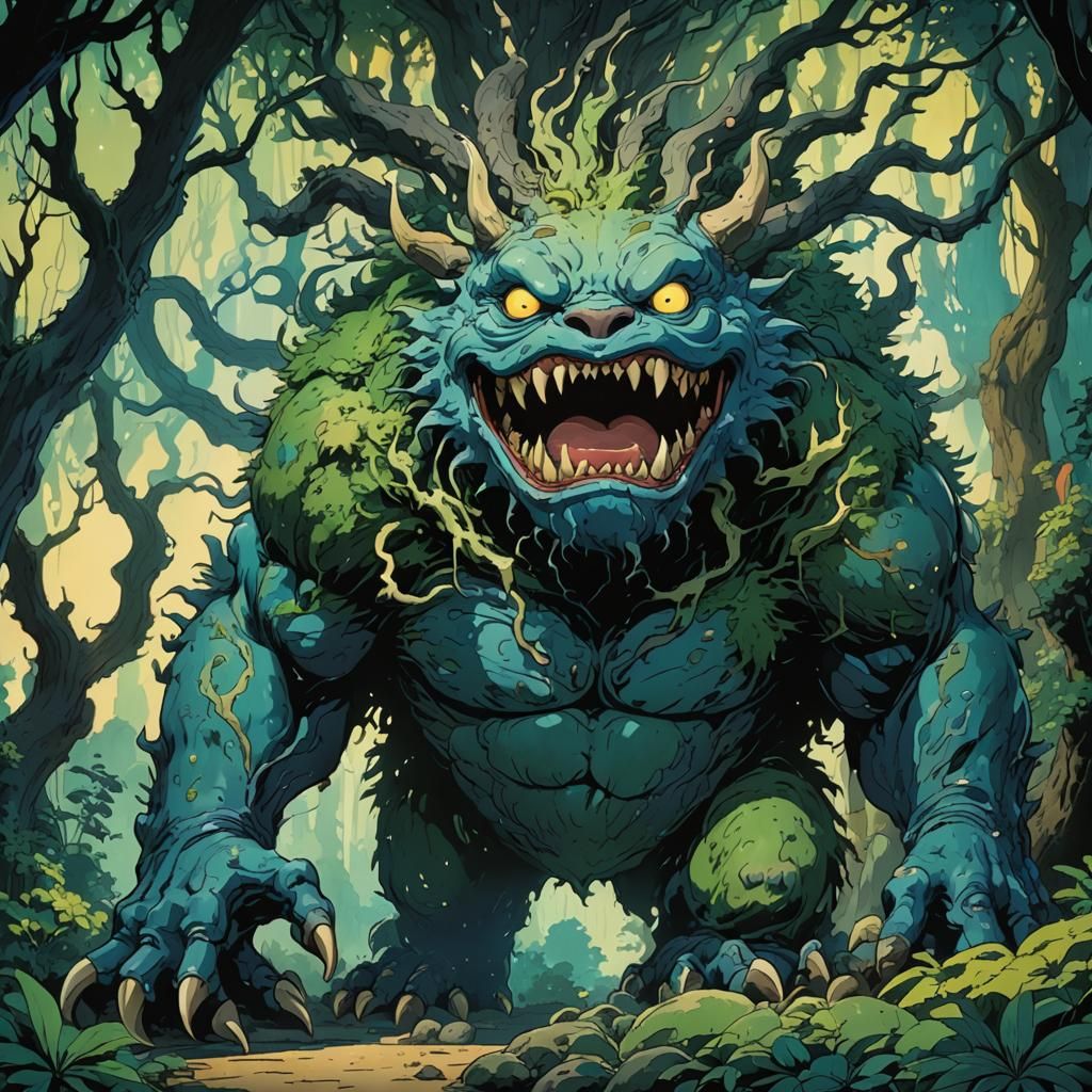 Grotesque Monster in Studio Ghibli Style