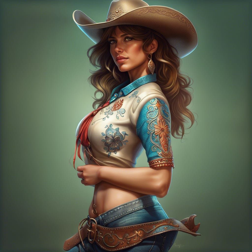 Hyperrealistic Cowgirl Portrait with Vivid Details