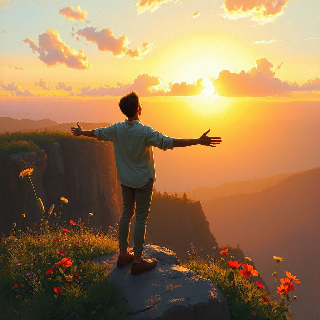 Sunrise Embrace: Impressionistic Landscape Painting