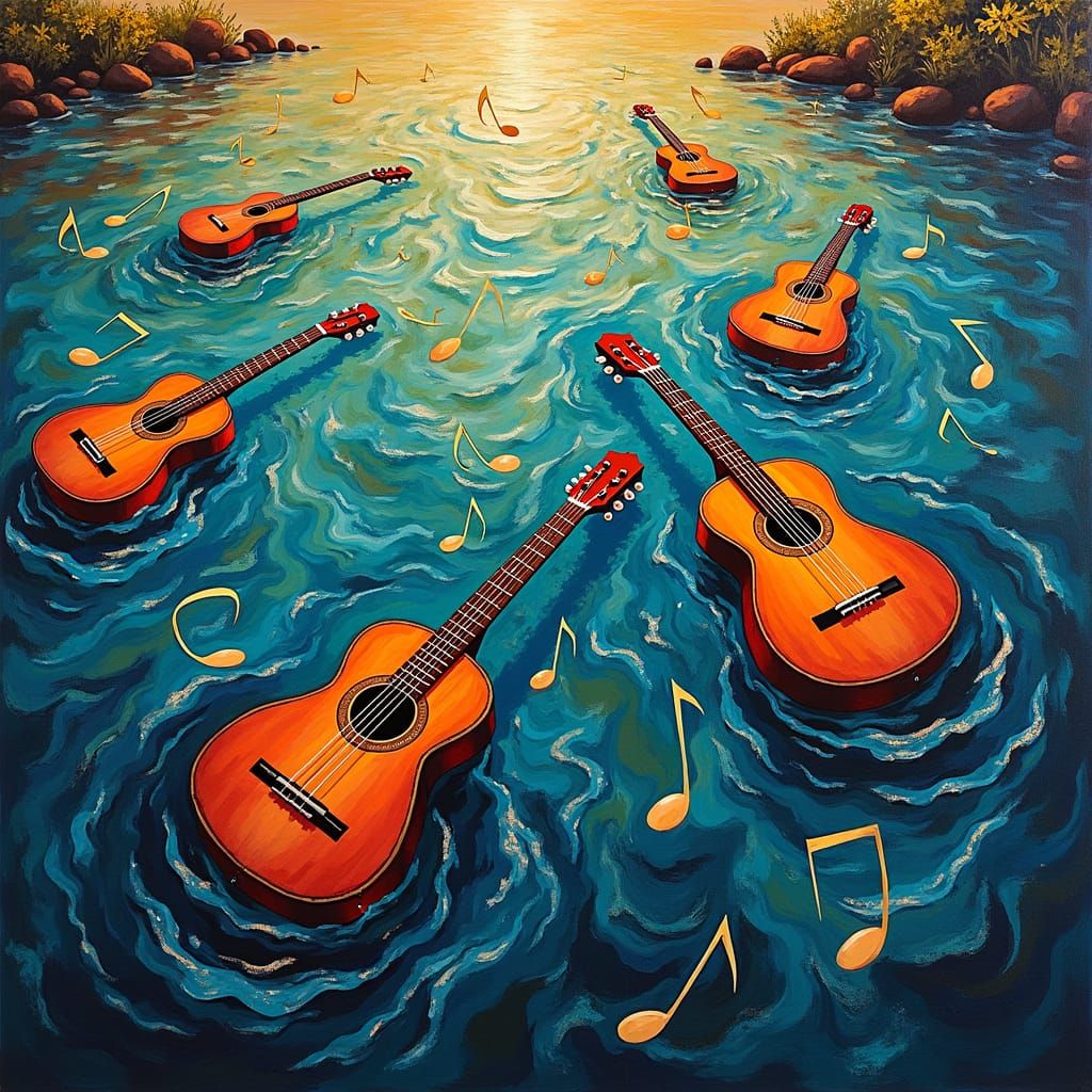 Mississippi River Guitars in Cubist Style