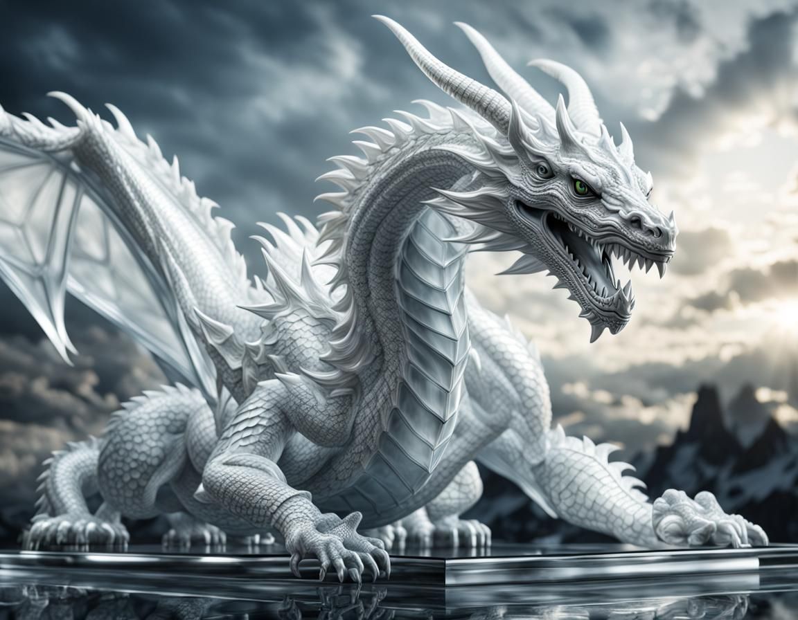 Glass Dragon: Hyperrealistic and Intricately Detailed
