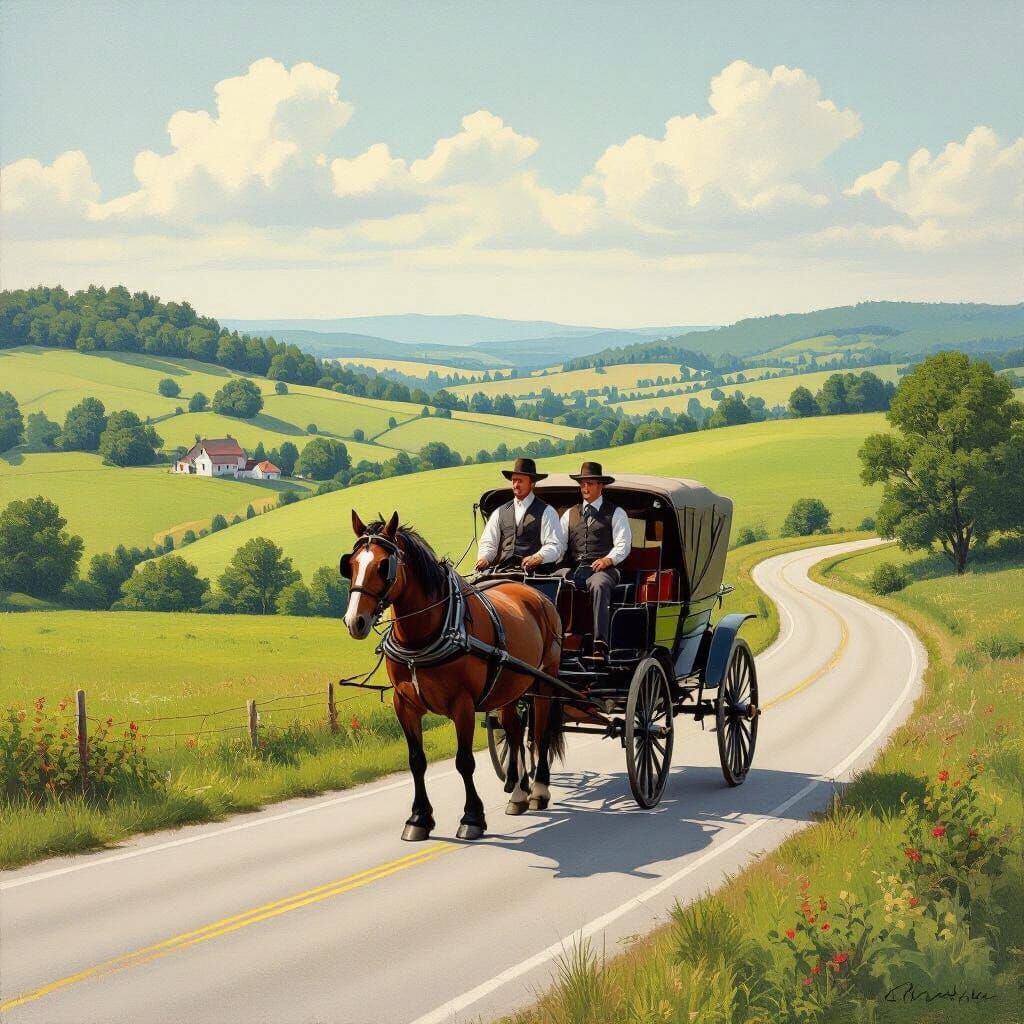 Amish Buggy in Countryside, Americana Style