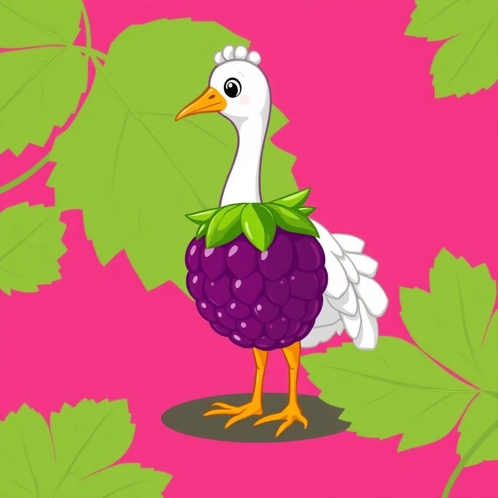 cartoon gooseberry on a magenta background
