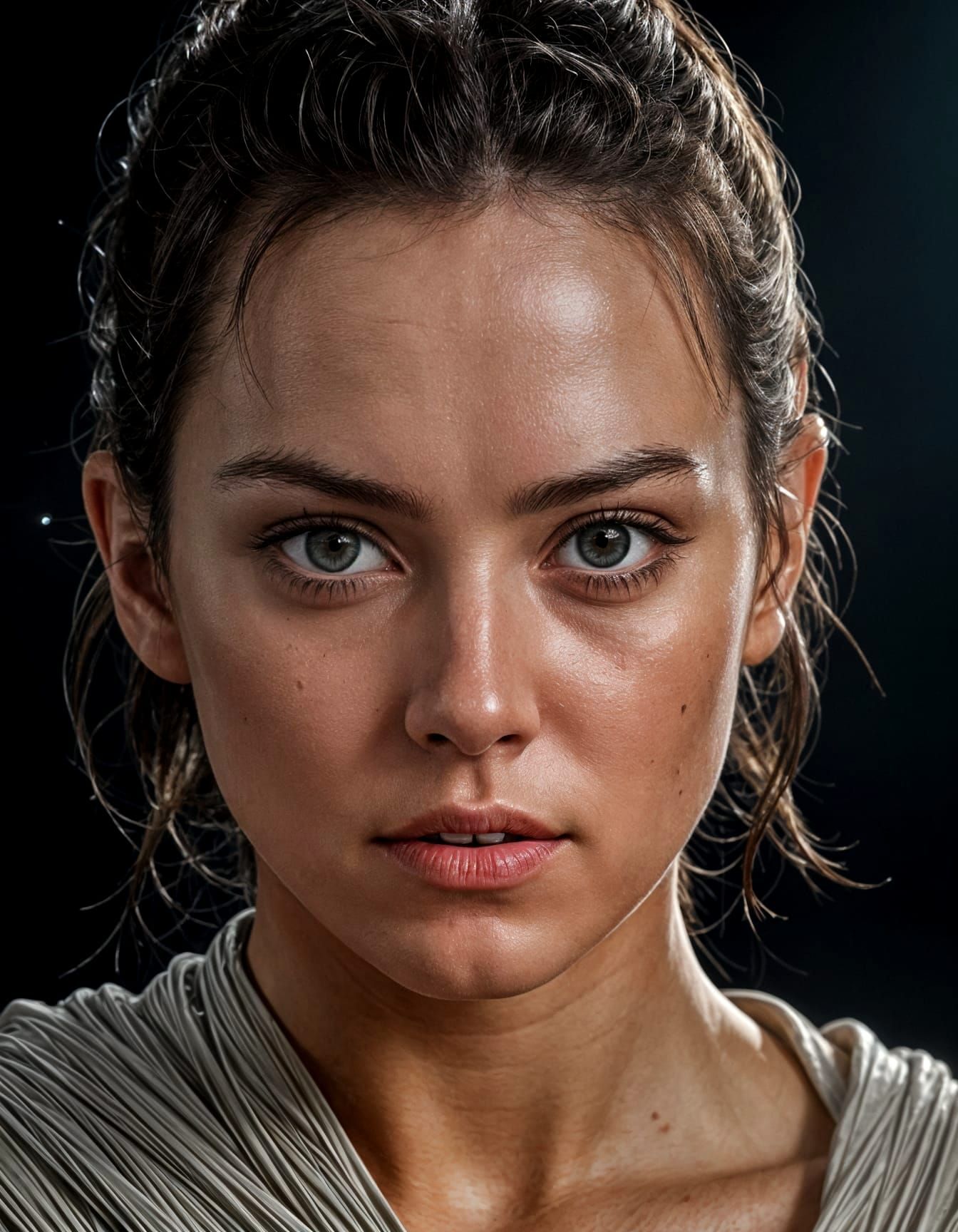 Rey Star Wars Movie Poster Close-up in 8K