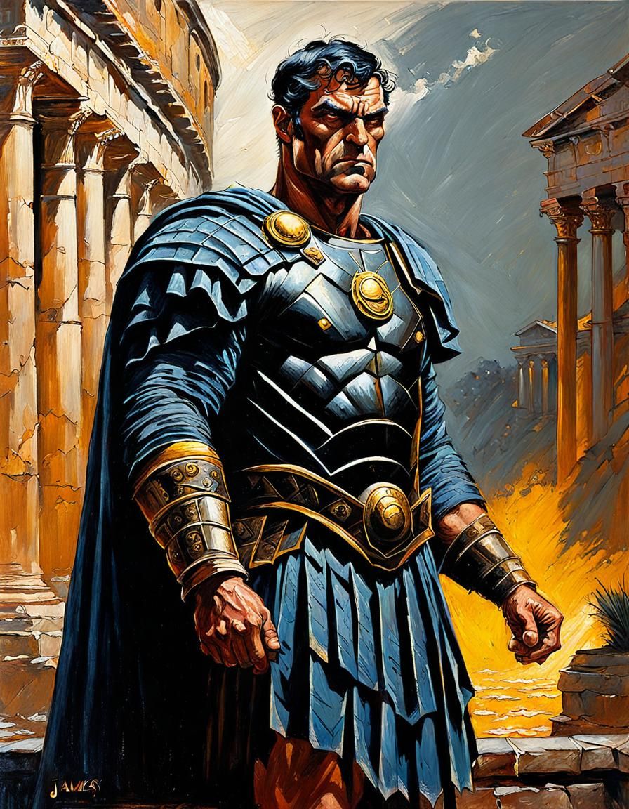 Batman as Roman Centurion, Oil Painting