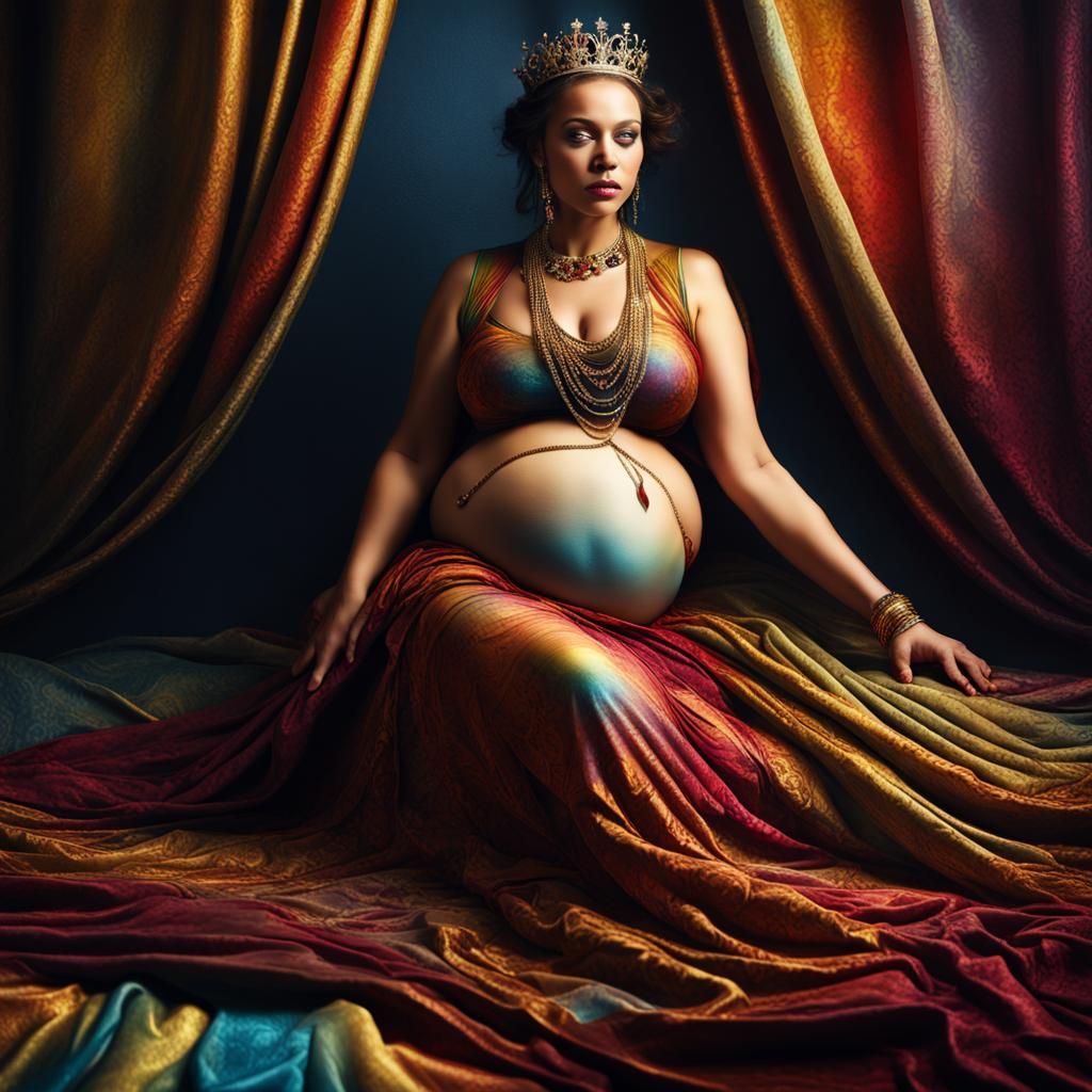Pregnant Queen in Rainbow Light: Fantasy Concept Art