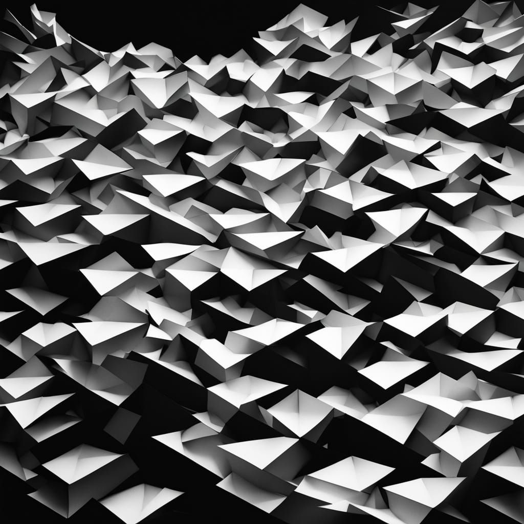 Monochromatic Geometric Paper World with Accent Color