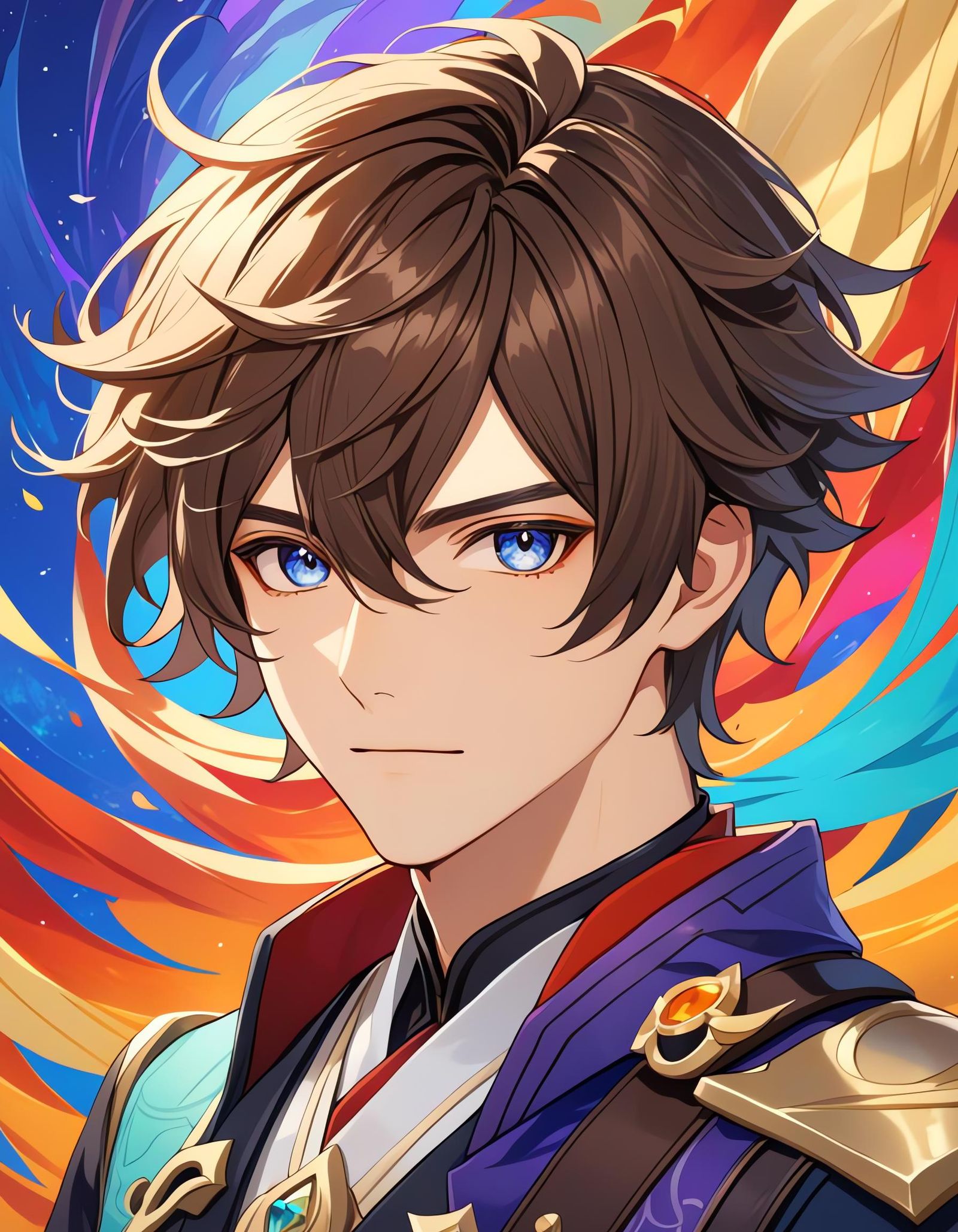 Genshin Impact Style Male Character with Vibrant Colors