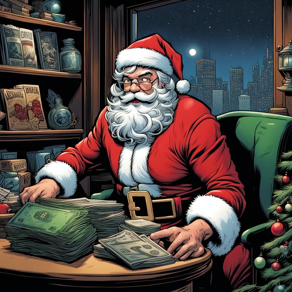 Santa's Christmas Bank Heist: Comic Book Style
