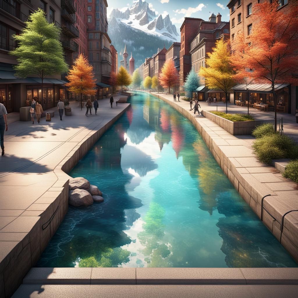 Breathtaking Mountain Lake Anamorphic 3D Chalk Art