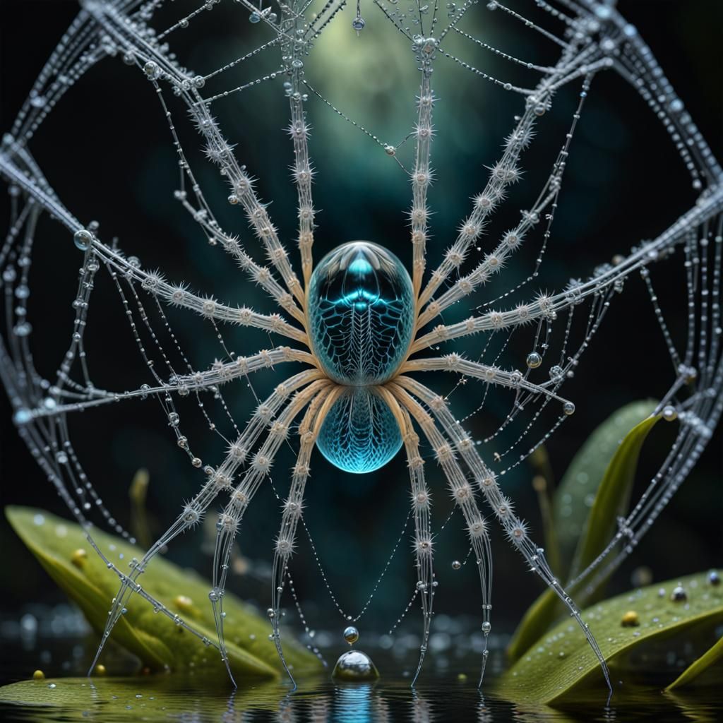Bioluminescent Water Token in Spiderweb Detail