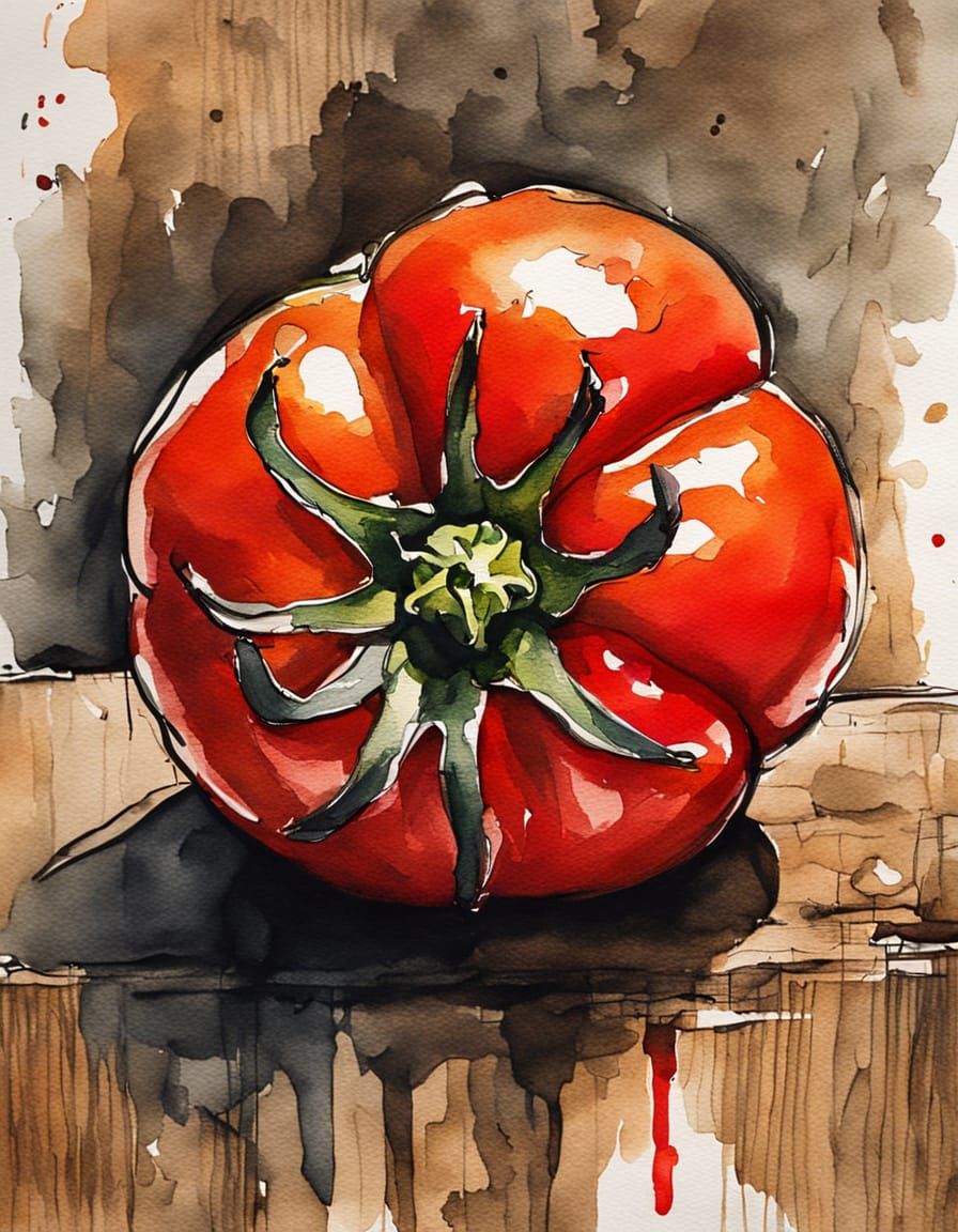 A Whimsical Close-up of a Tomato in Earthy Tones