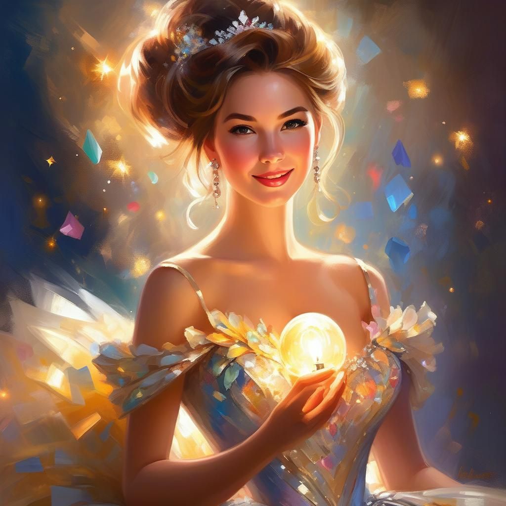 Celestial Lady in Gown, Impressionistic Digital Painting