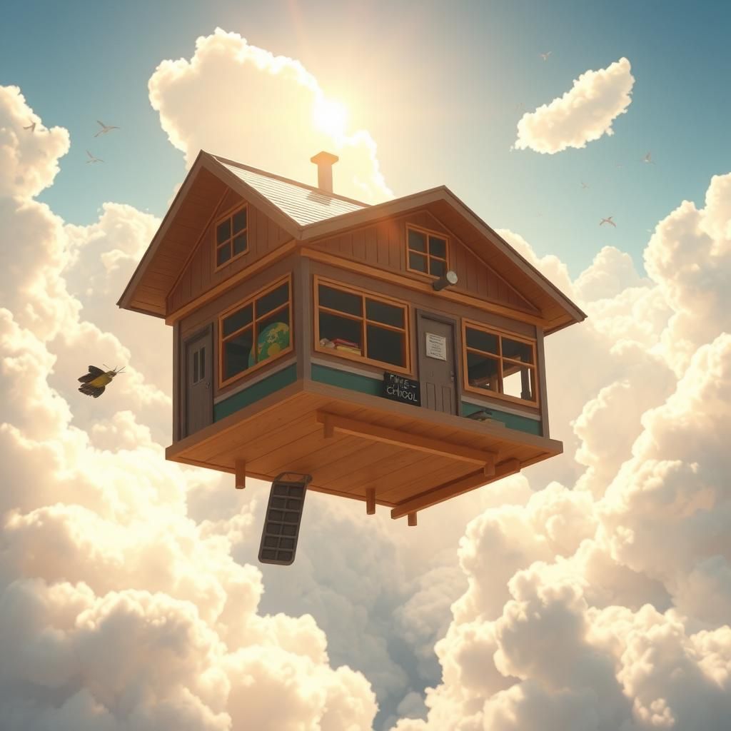 Flying Schoolroom in Ghibli-Stalenhag Style