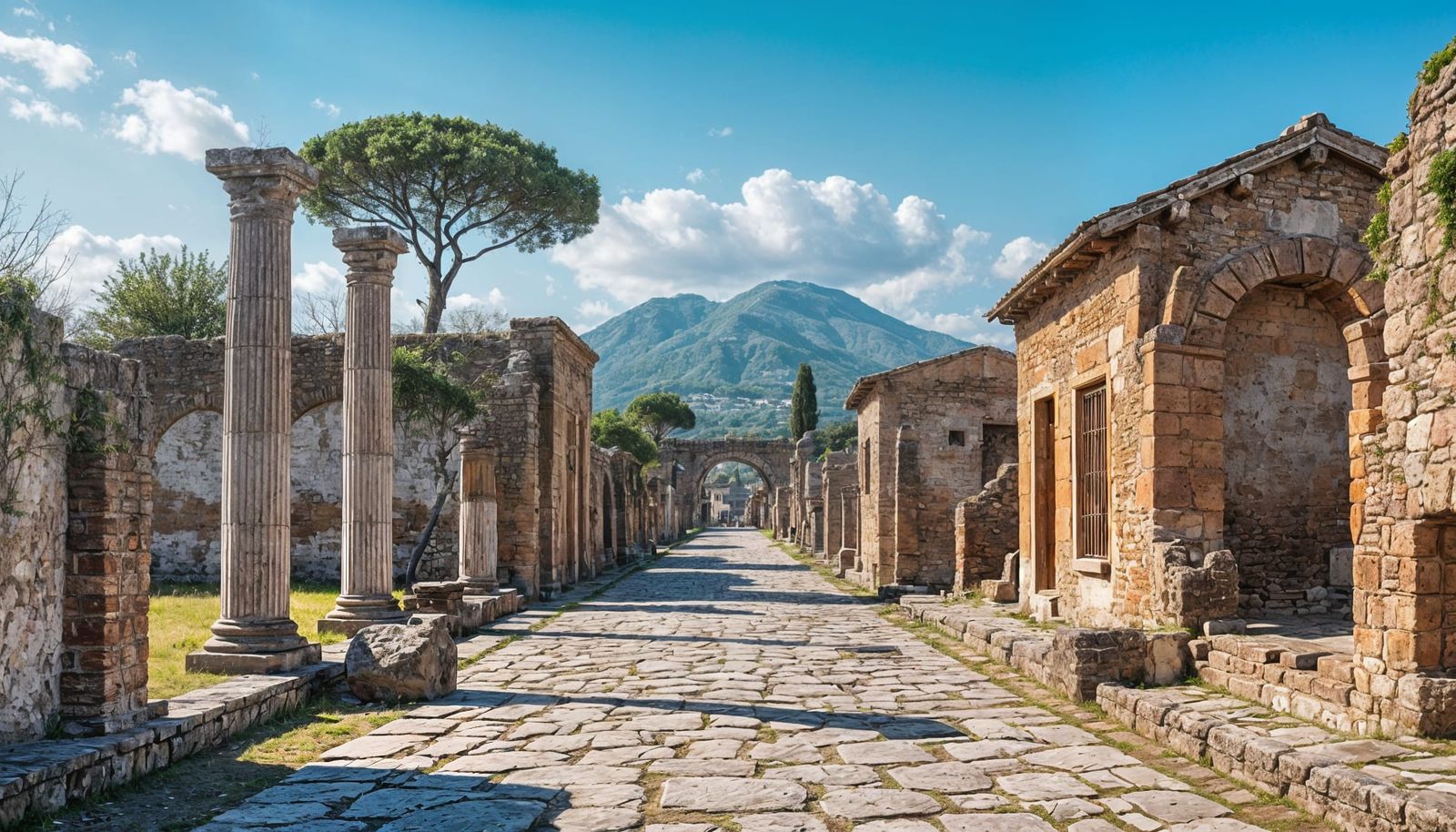 Ancient Herculaneum Ruins Under a Clear Italian Sky